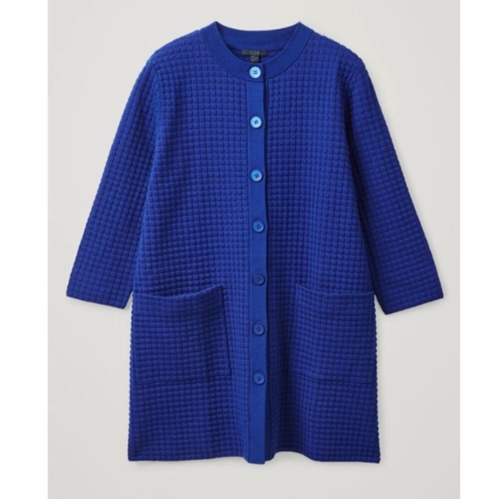 COS Royal Blue Pocket Swing Cardigan Coat Medium